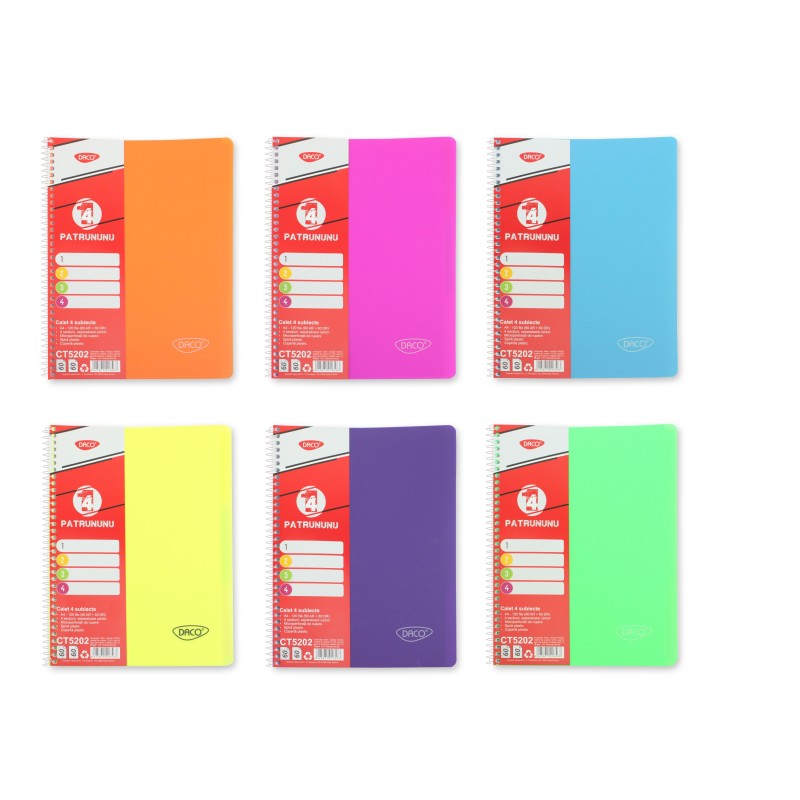 Daco A4 Notebook with 4 Dividers (120pgs) - Assorted Colours x1