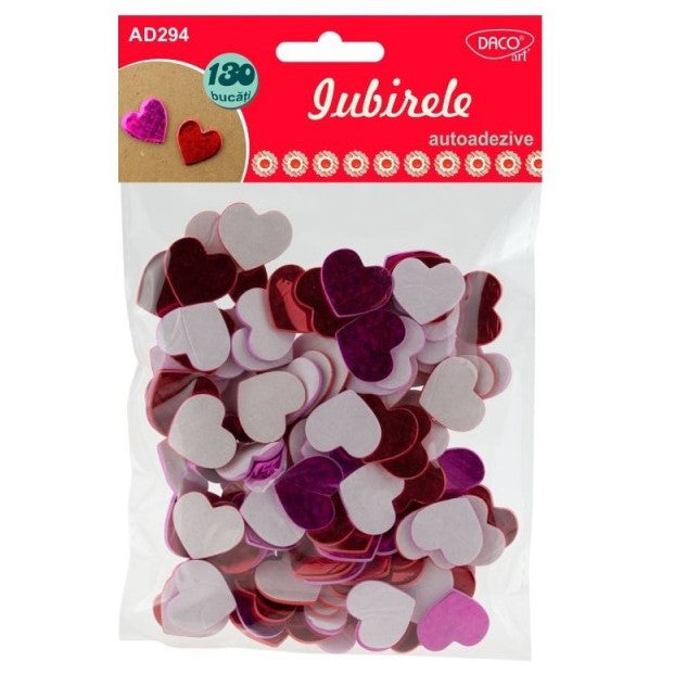 Daco Adhesive Hearts Red/Pink 2cm x130pcs