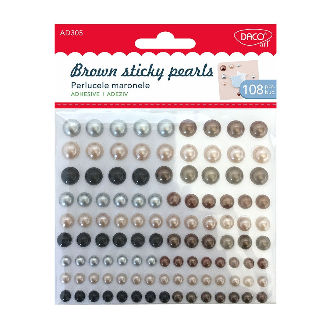 Daco Brown Sticky Pearls A Pack Of 108pcs