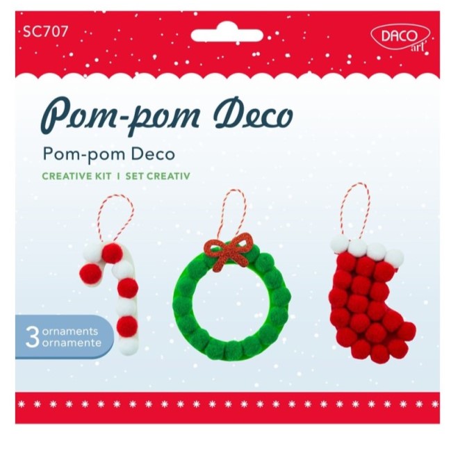 Daco Pom Pom Deco A Set Of 3 Ornaments SC707