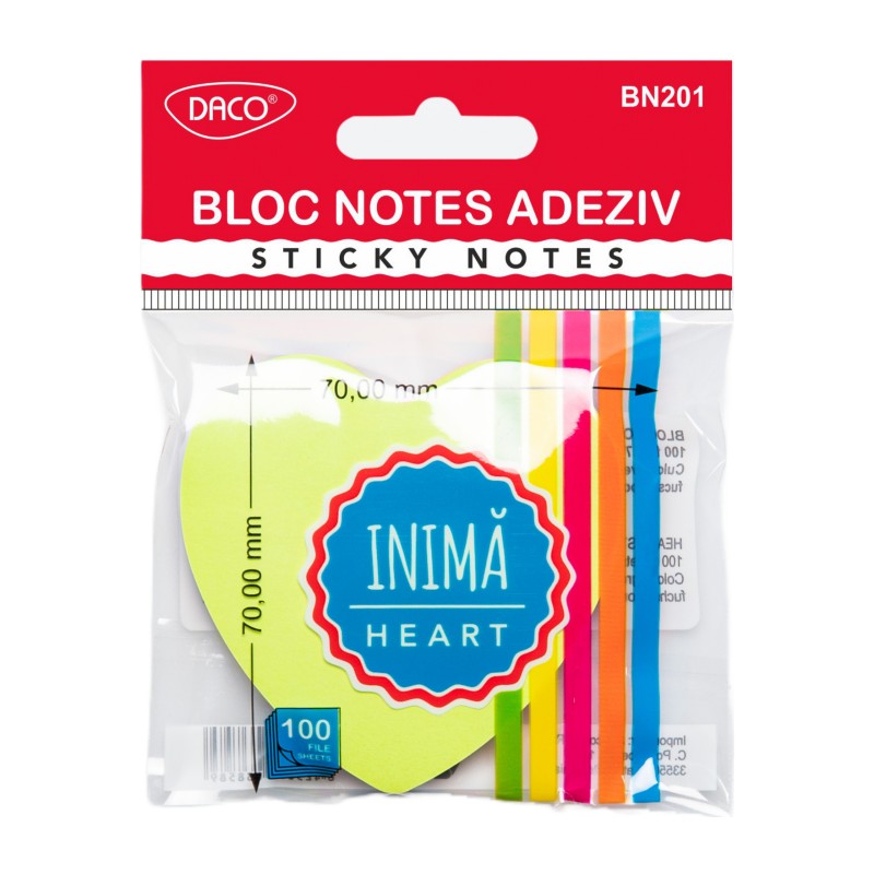 Daco Sticky Notes Heart 100 Sheets BN201