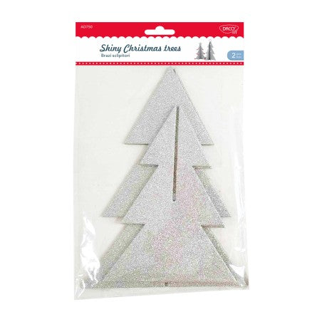 Daco Shiny Silver Christmas Tree 25x18cm + 20x14.5cm x2pcs