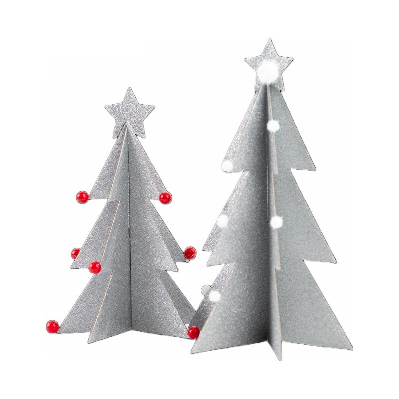 Daco Shiny Silver Christmas Tree 25x18cm + 20x14.5cm x2pcs