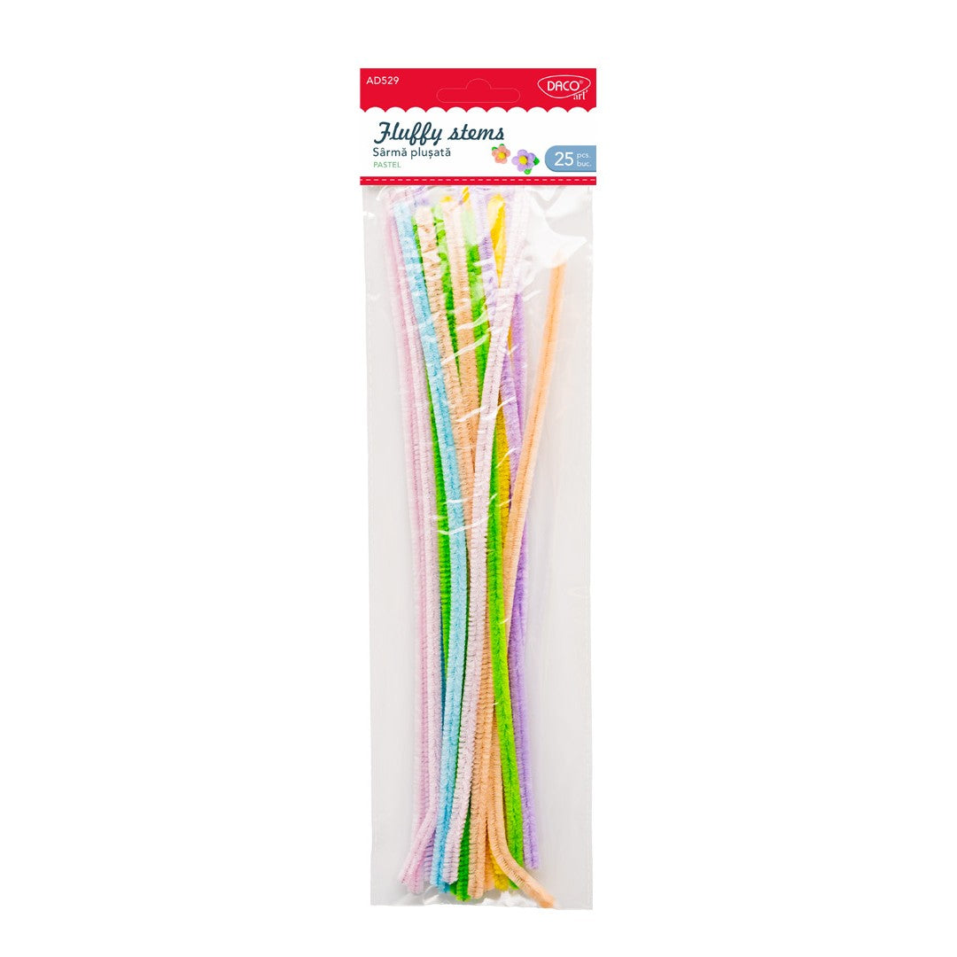 Daco Fluffy Stems / Pipe Cleaners 30cm A Pack Of 25pcs - Pastel