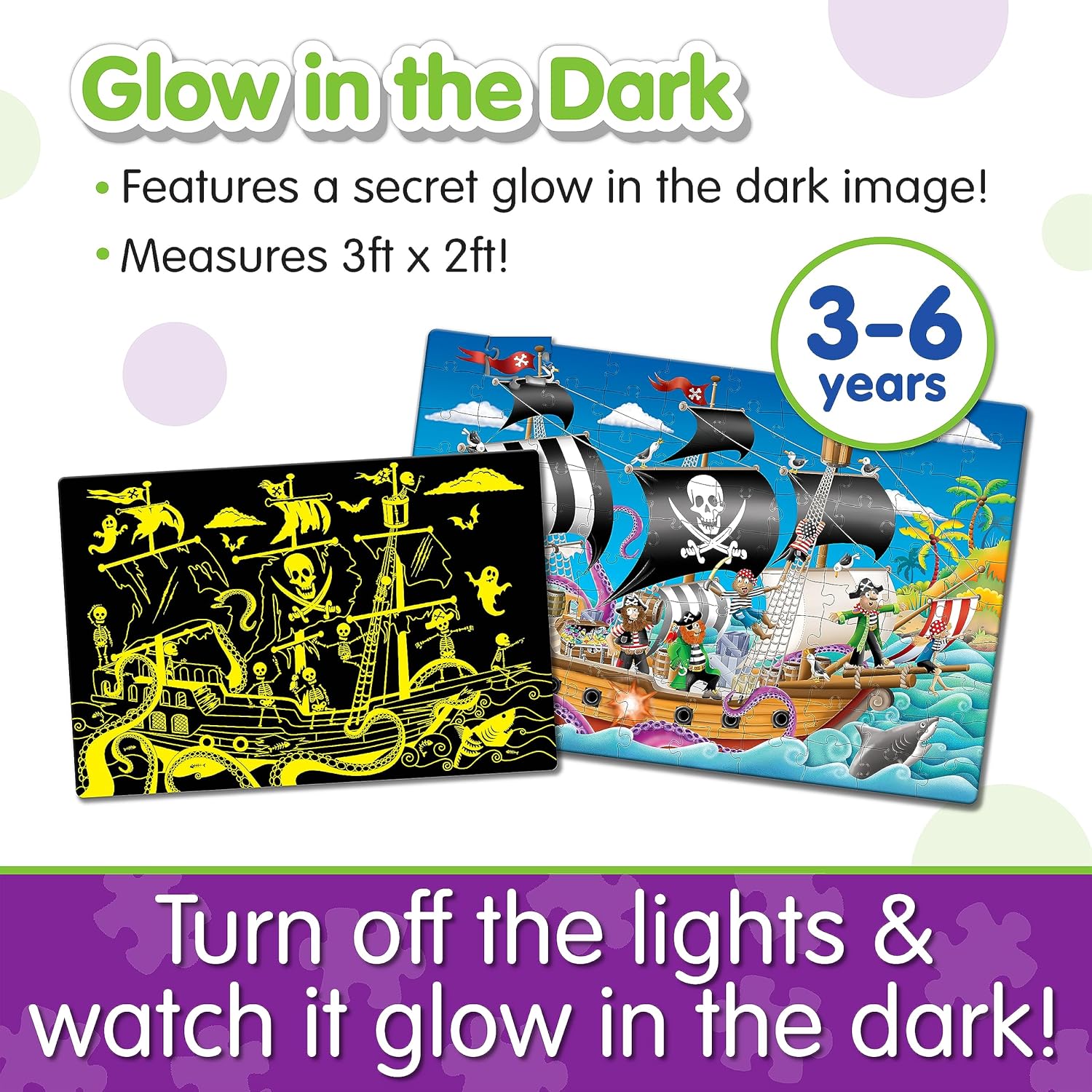 Puzzle Doubles! Glow in the Dark - Pirate Ship +3-6y