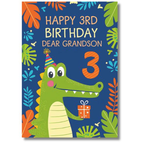 Happy 3rd Birthday Dear Grandson - Greeting Card