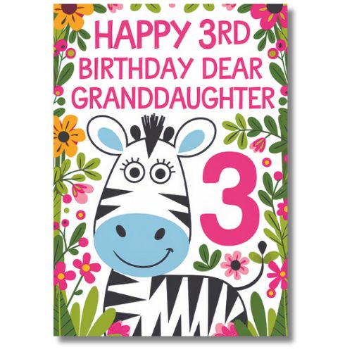 Happy 3rd Birthday Dear Granddaughter - Greeting Card