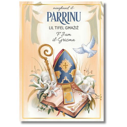 Minghand Il-Parrinu Lil Tifel Ghaziz F'Jum Il-Grizma - Greeting Card