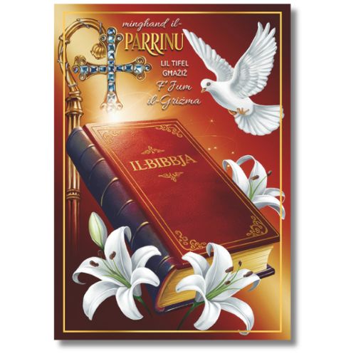 Minghand Il-Parrinu Lil Tifel Ghaziz F'Jum Il-Grizma - Greeting Card