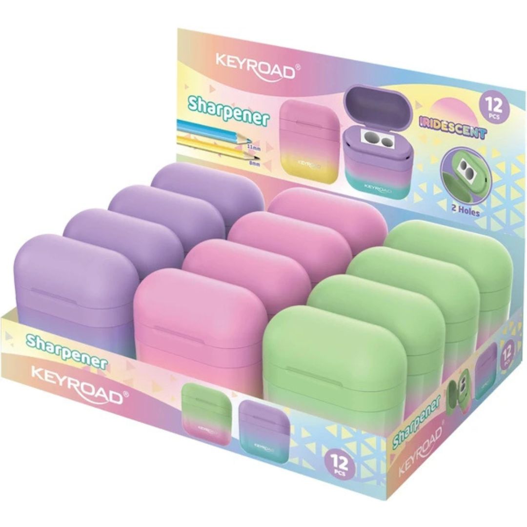 Keyroad Sharpener Dual Hole - Iridescent Colour x 1pc Assortment
