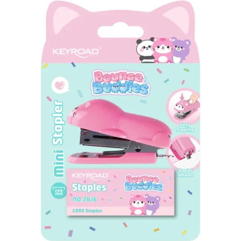 Keyroad Mini Stapler N.26/6 - Bounce Buddies x 1pc Assortment