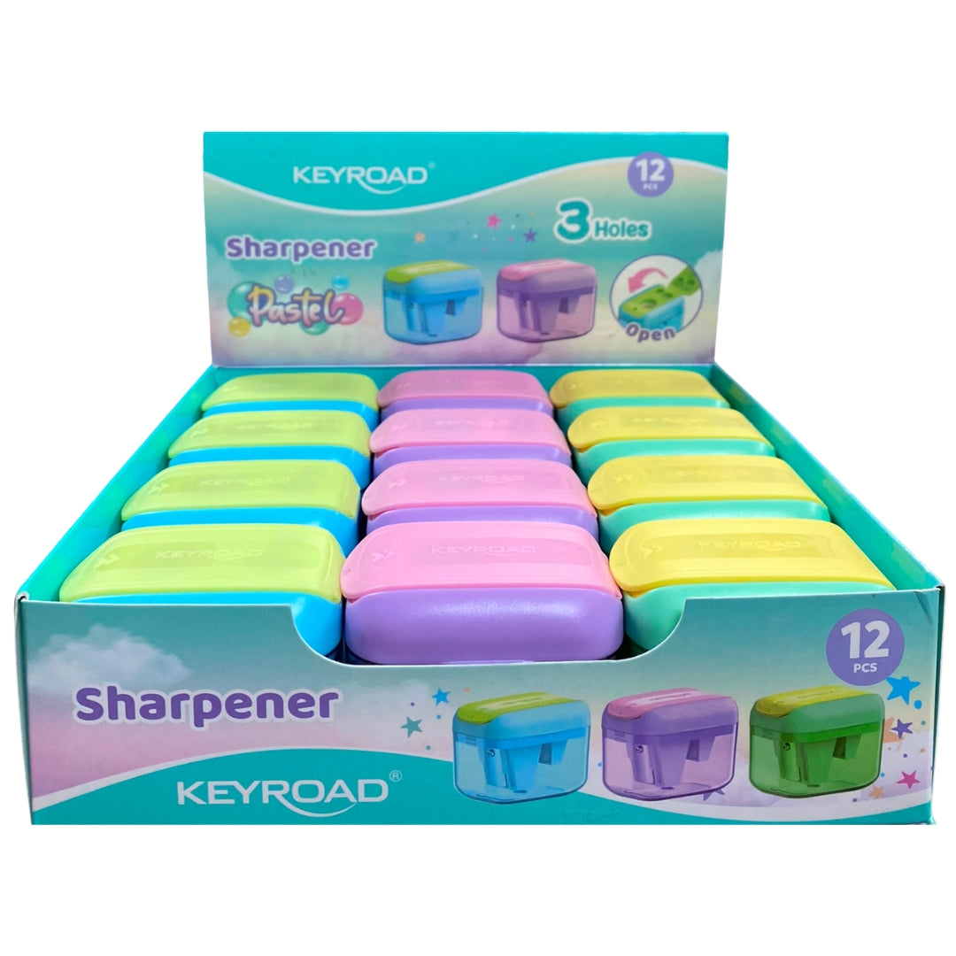 Keyroad Tri-Hole Sharpener - Pastel x 1pc Assortment