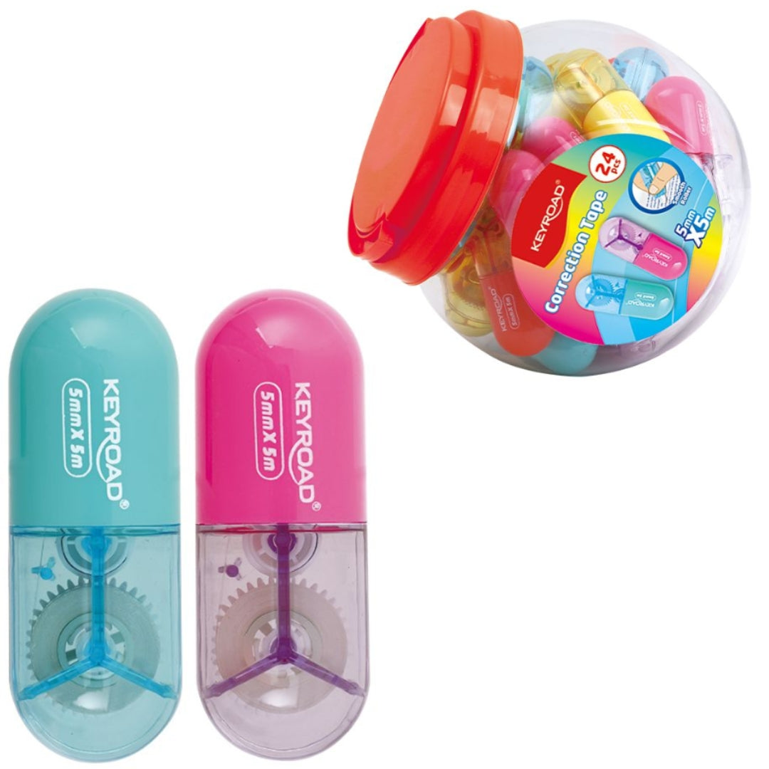 Keyroad Correction Tape 5mm x 5m - Colour x 1pc Assortment