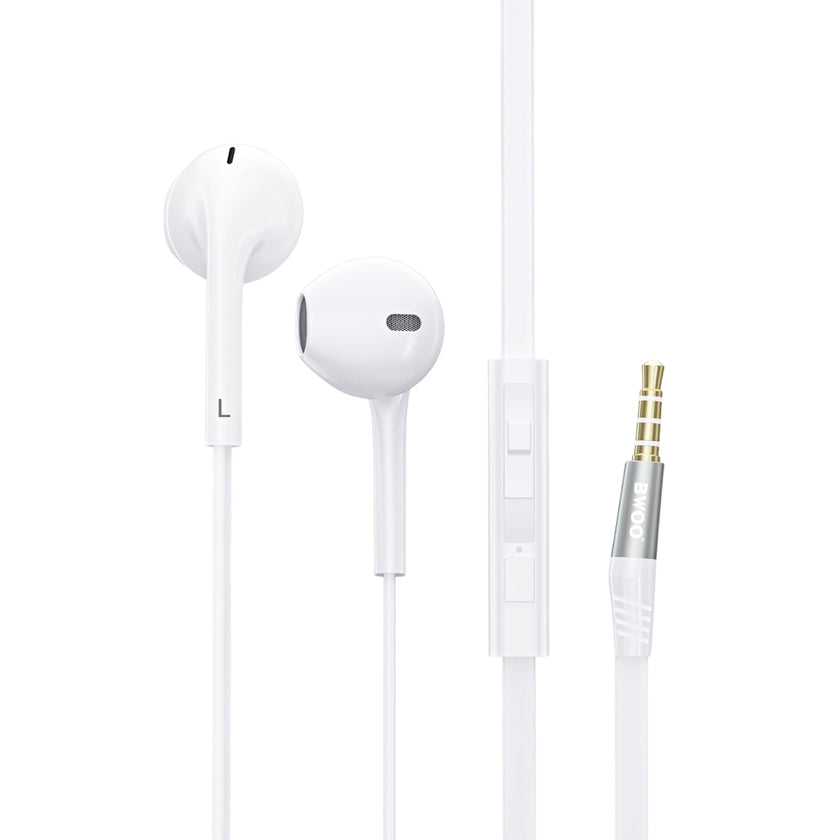 Bwoo 3.5mm Aux Wired Headphones - White