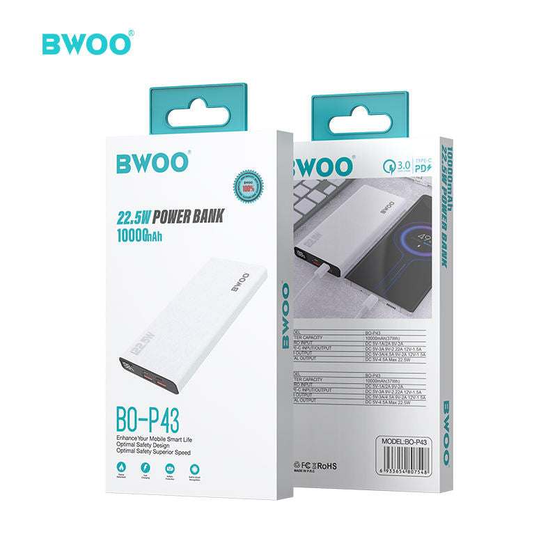 Bwoo 10000mAh QC3.0 Power Bank With Digital Display