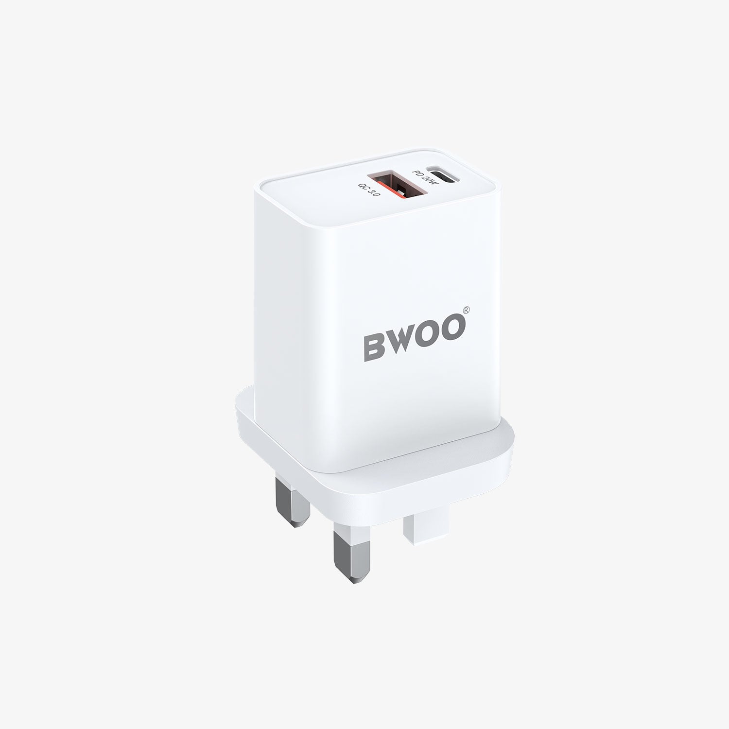 BWOO Dual Port PD20W+QC18W USB to AC Power Adapter