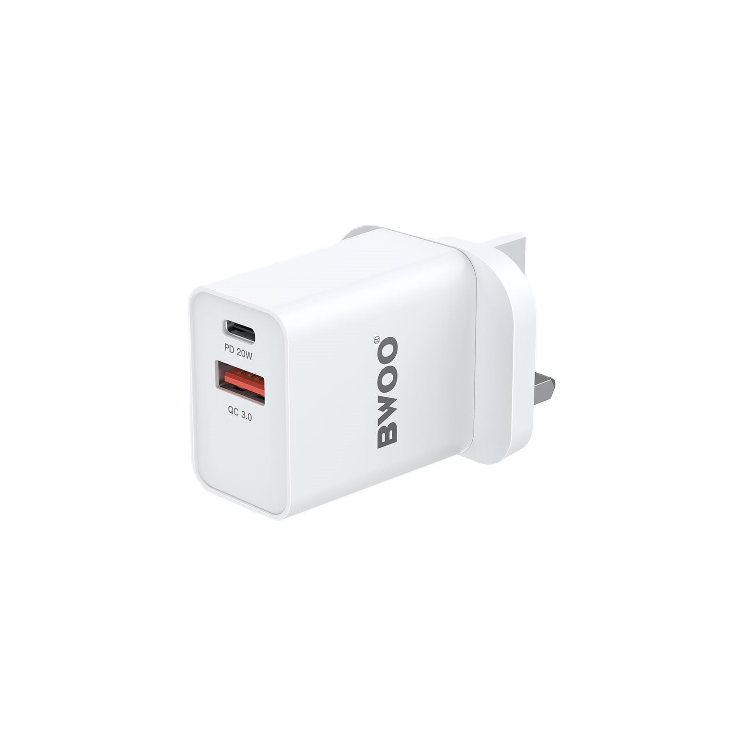 Bwoo Dual Port PD20W+QC18W USB To AC Power Adapter