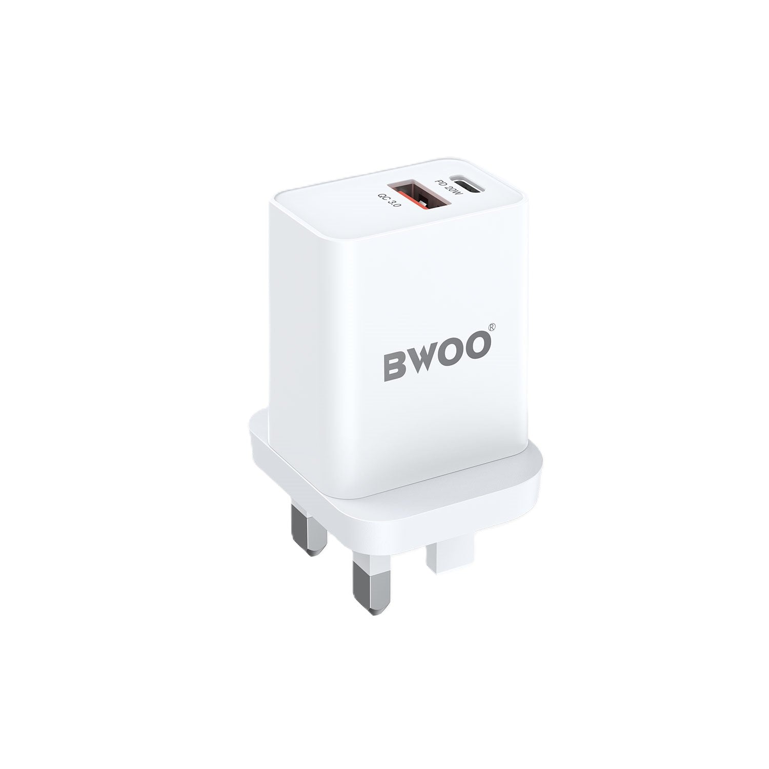 Bwoo Dual Port PD20W+QC18W USB To AC Power Adapter