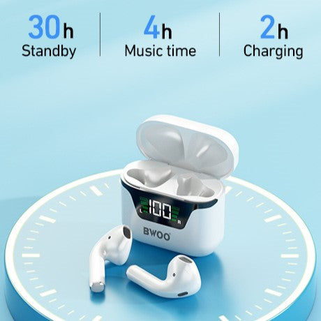 Bwoo True Wireless Stereo Earphones - White