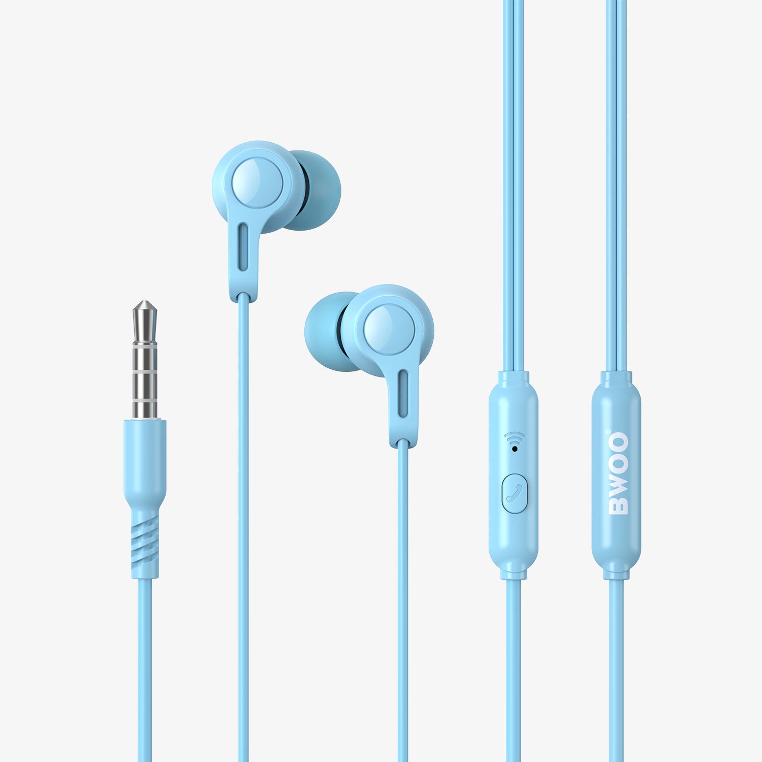 BWOO Macaron Hi-Fi Sound Quality Sport Wired Earphones - Blue