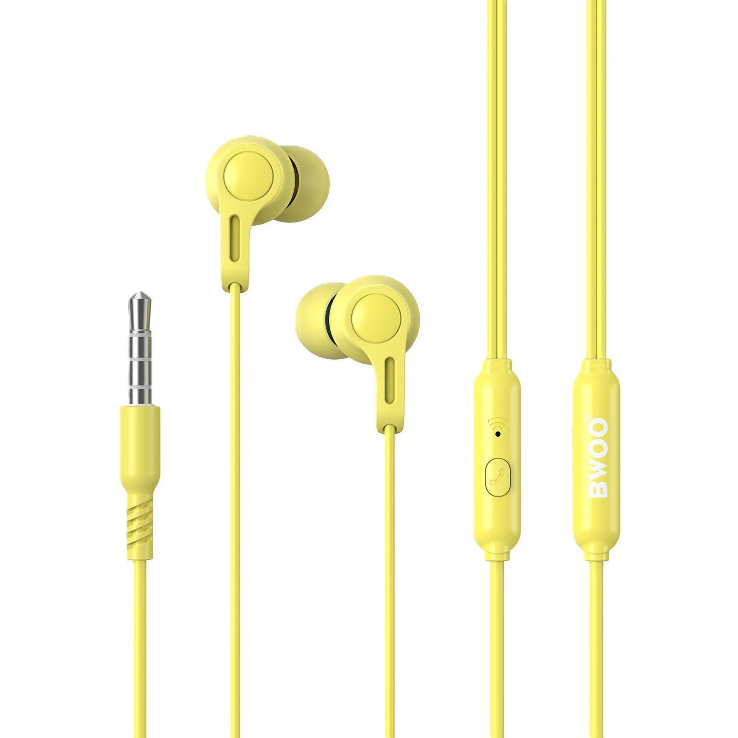 Bwoo Macaron Hi-Fi Sound Quality Sport Wired Earphones - Yellow