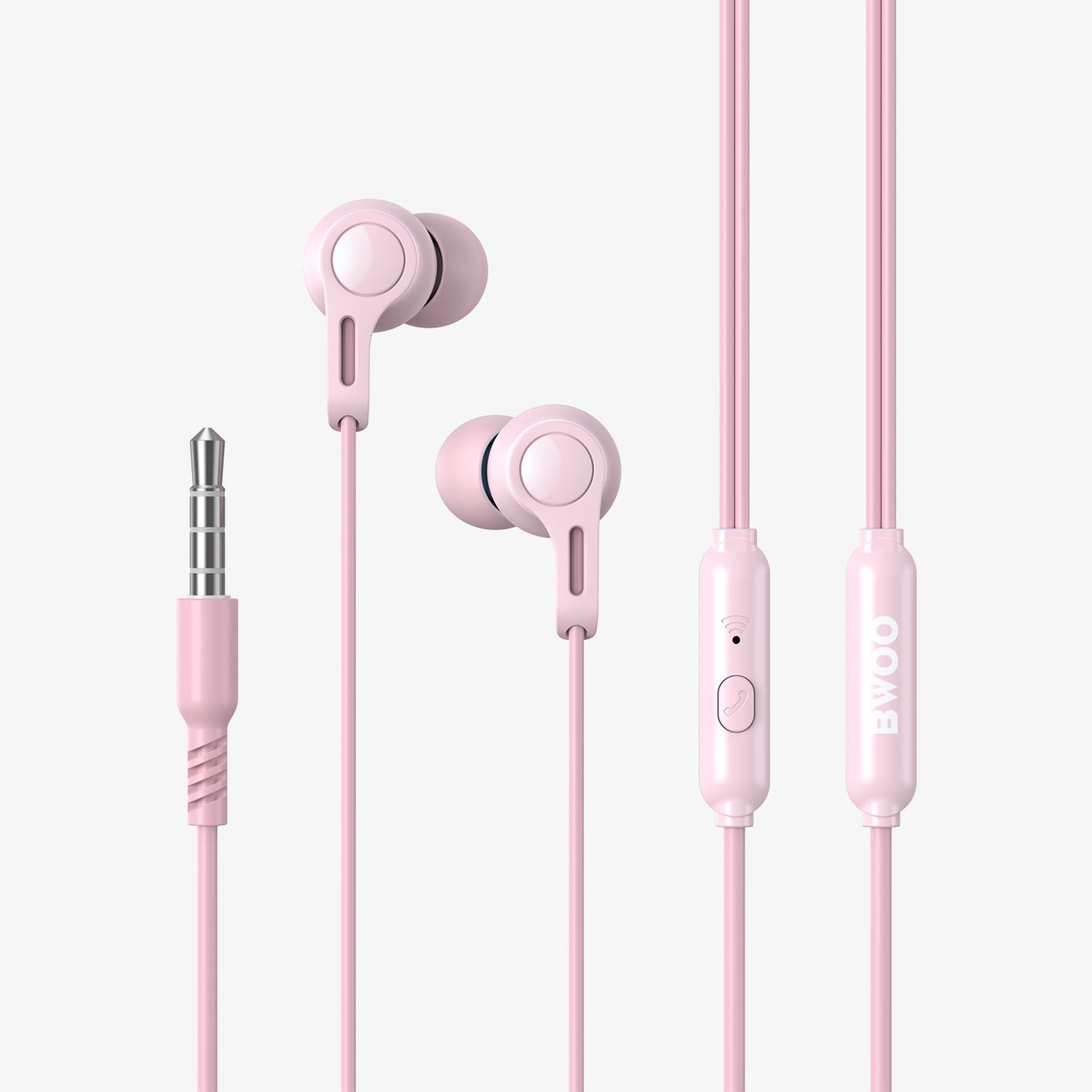 BWOO Macaron Hi-Fi Sound Quality Sport Wired Earphones - Pink