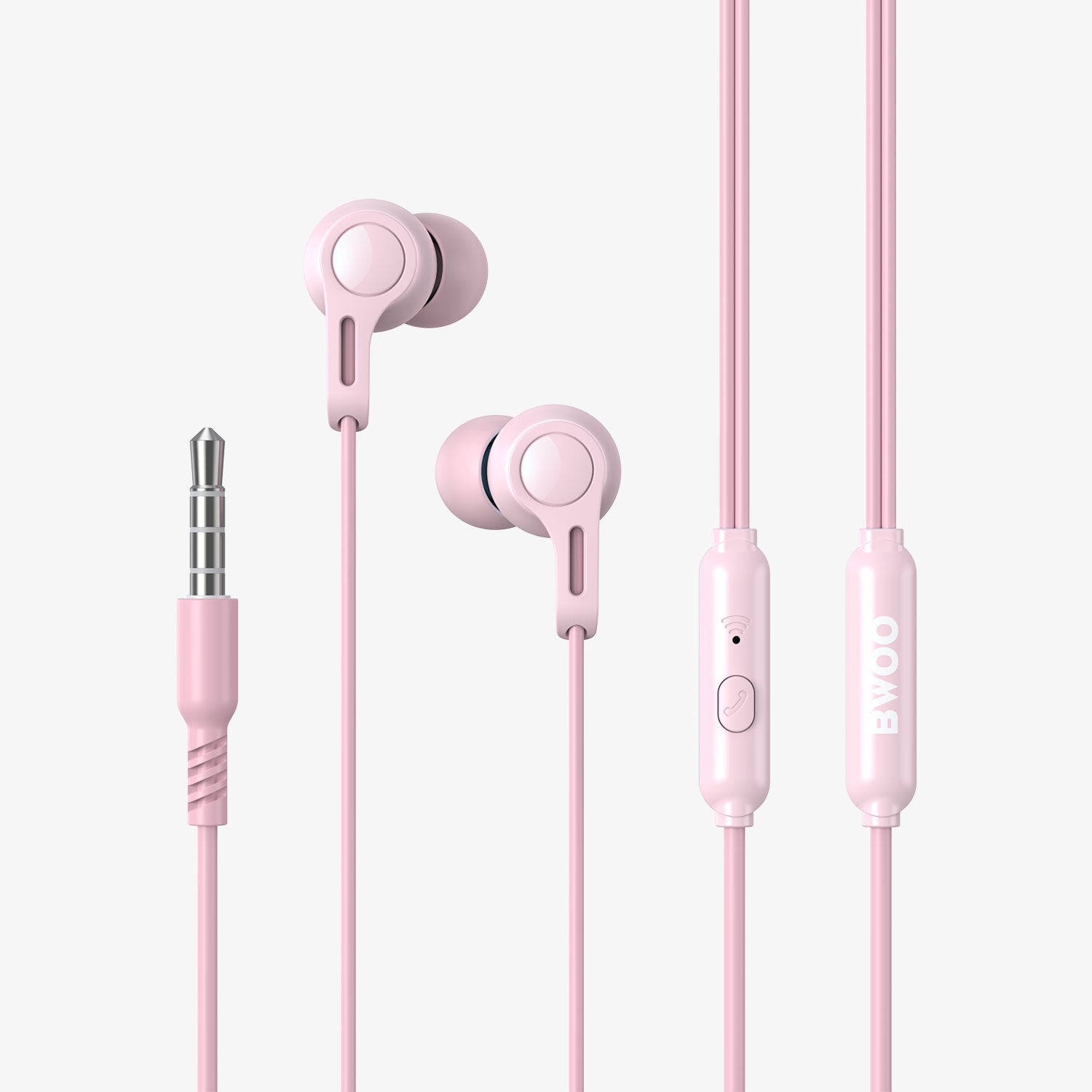 BWOO Macaron Hi-Fi Sound Quality Sport Wired Earphones - Pink