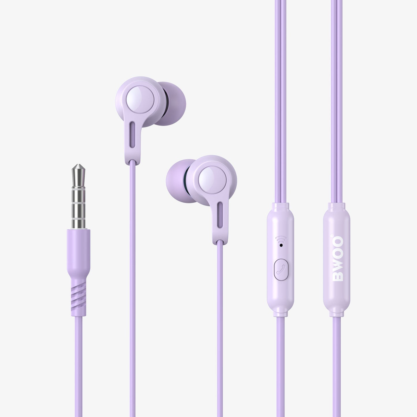 BWOO Macaron Hi-Fi Sound Quality Sport Wired Earphones - Lilac