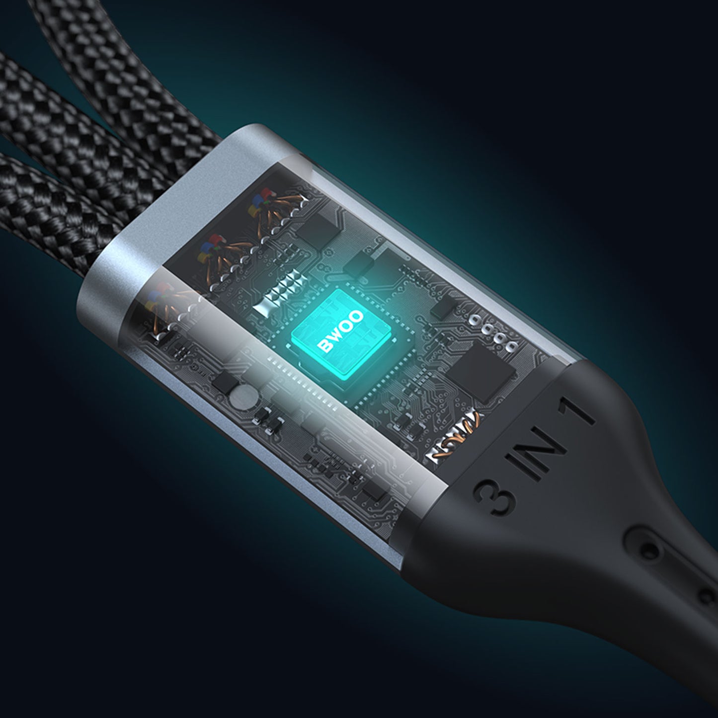 Bwoo 3-In-1 3A Multi USB Charging Cable For Phone