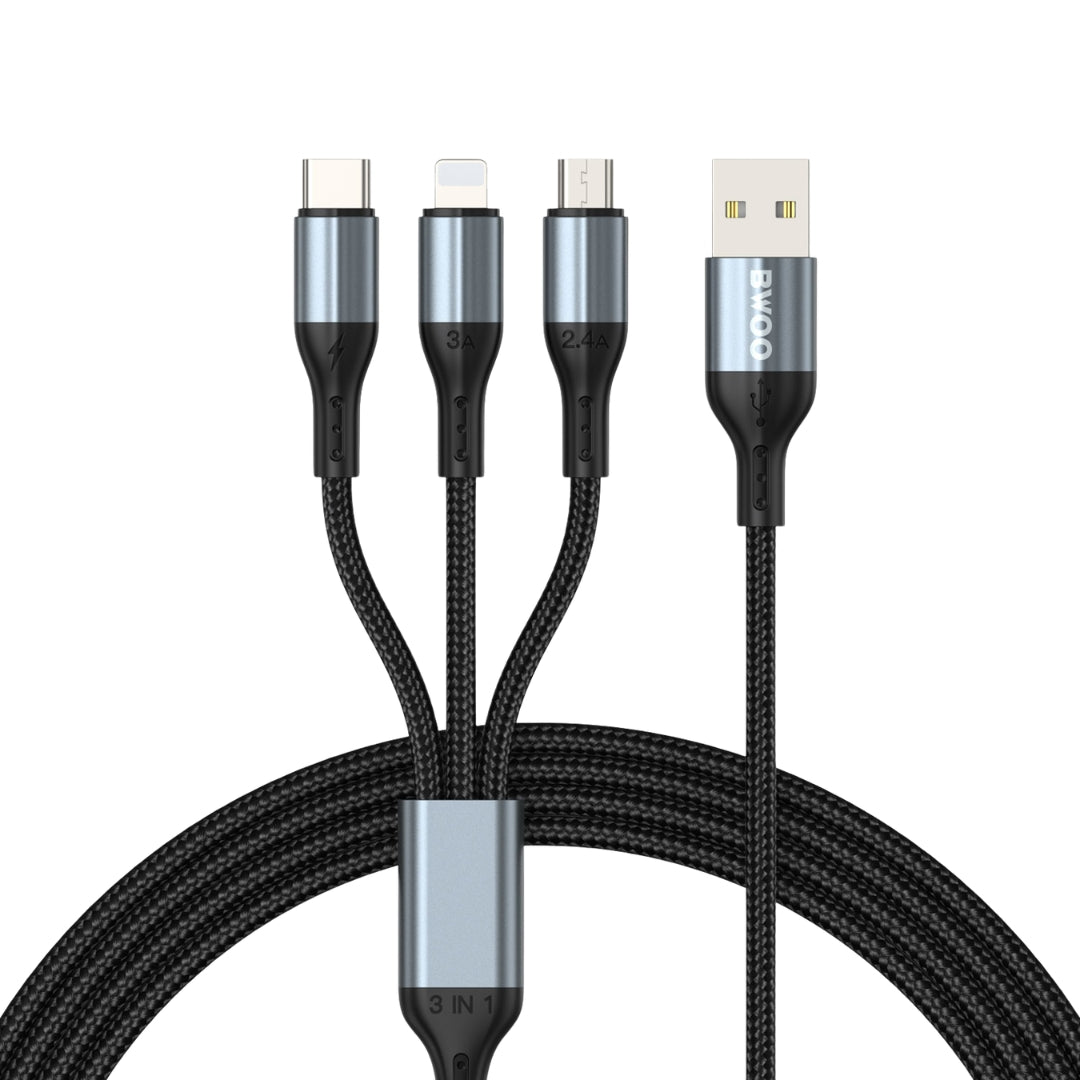 Bwoo 3-In-1 3A Multi USB Charging Cable For Phone