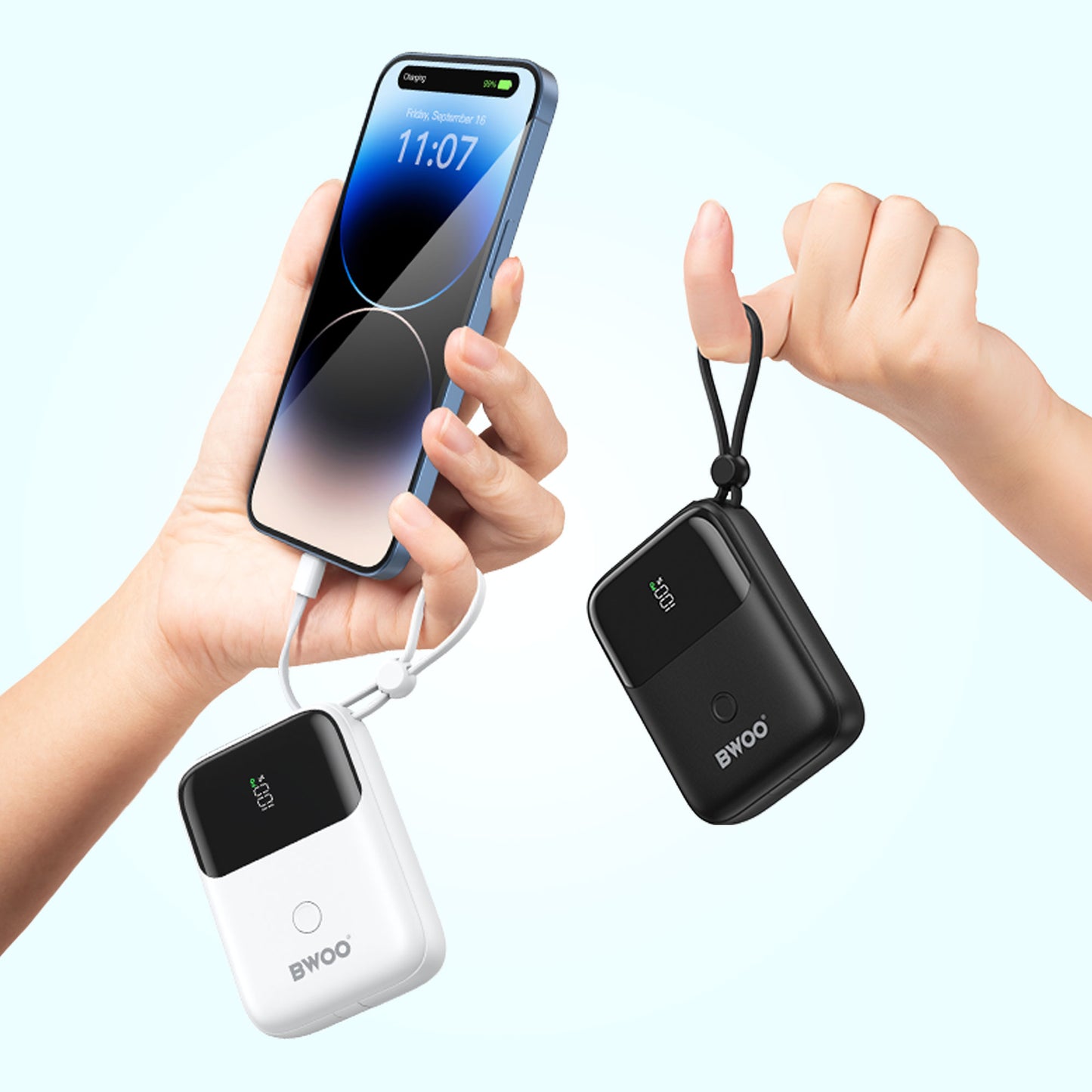 Bwoo Dual-Cable Power Bank 10000mAh - White