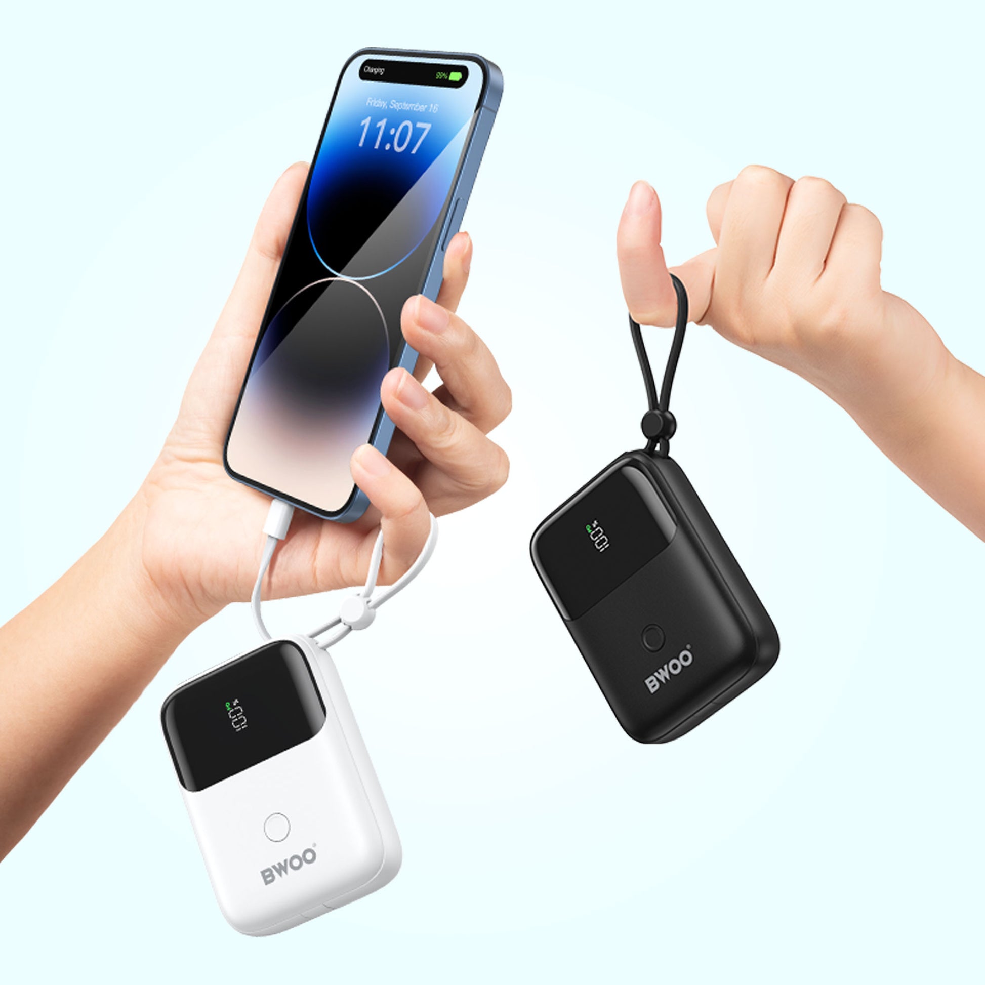 Bwoo Dual-Cable Power Bank 10000mAh - White