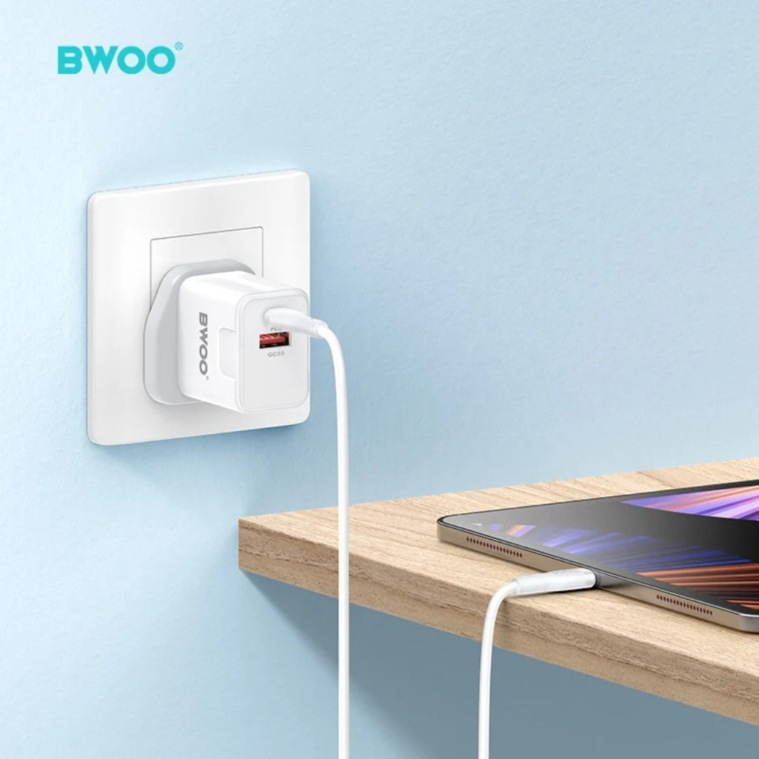 Bwoo PD 20W + QC 18W Charging Kit With 65W Data Cable - Type-C To Type-C - 1m