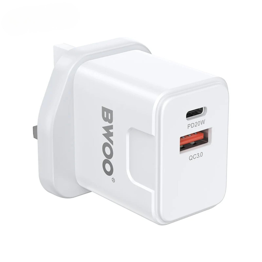 Bwoo PD 20W + QC 18W Charging Kit With 27W Data Cable - Type-C To Lightning - 1m