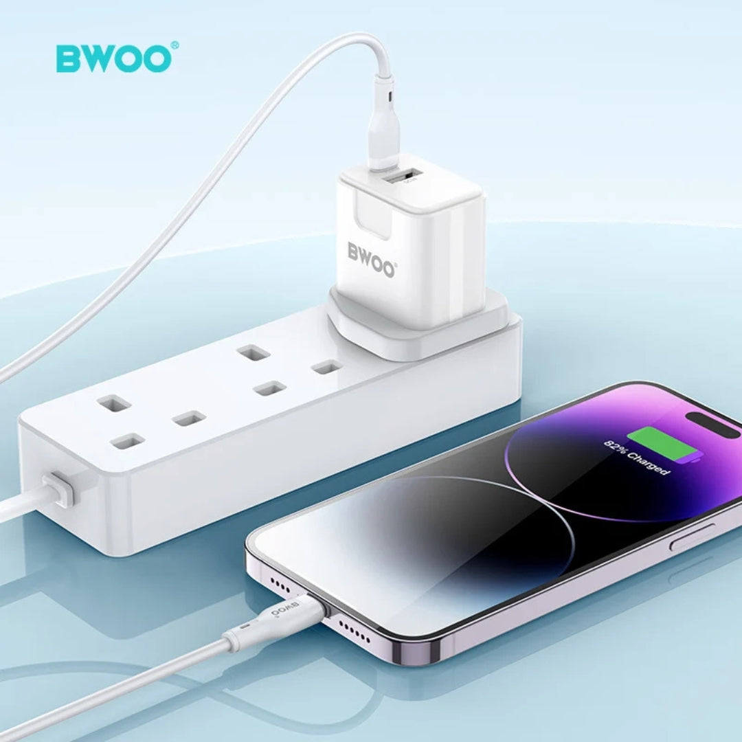 Bwoo PD 20W + QC 18W Charging Kit With 27W Data Cable - Type-C To Lightning - 1m