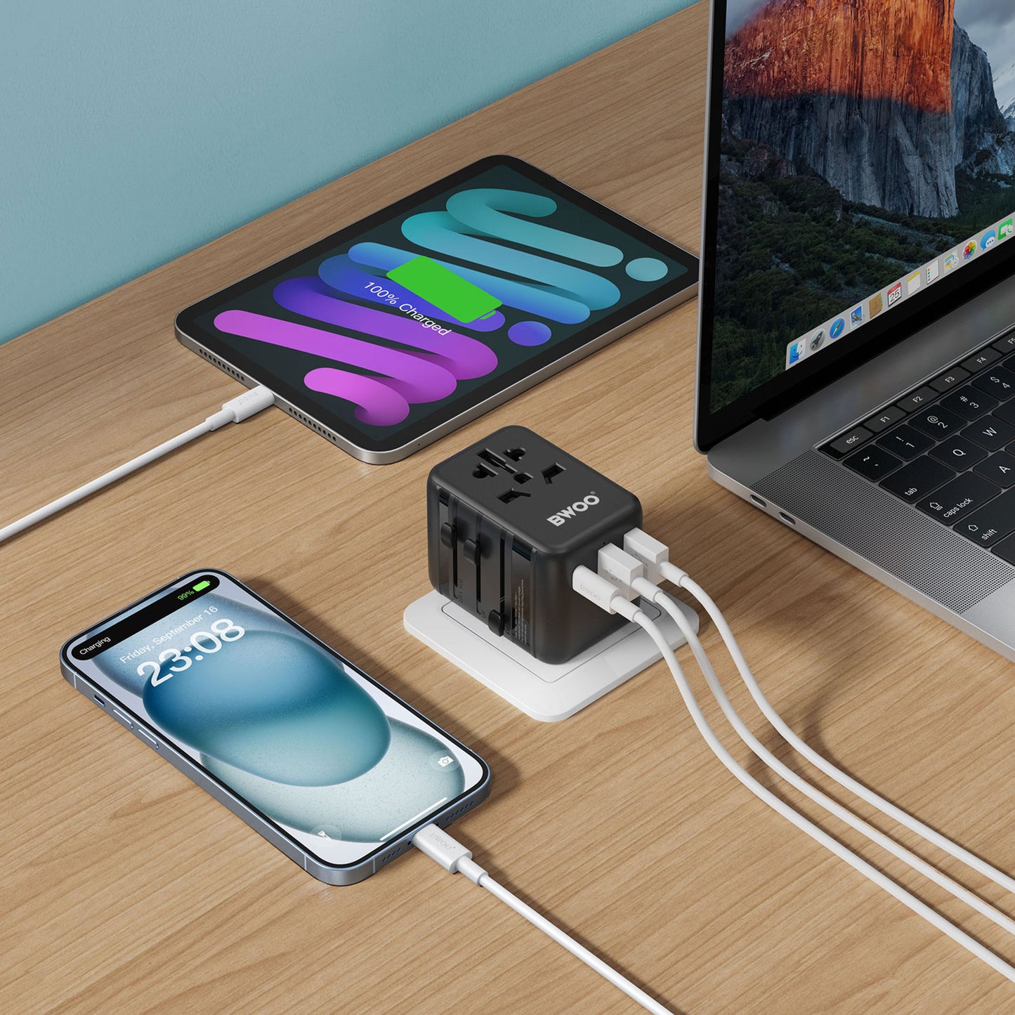 BWOO BO-UC08  International Multi Plug Travel Adapter GaN PD 20W 3 in 1