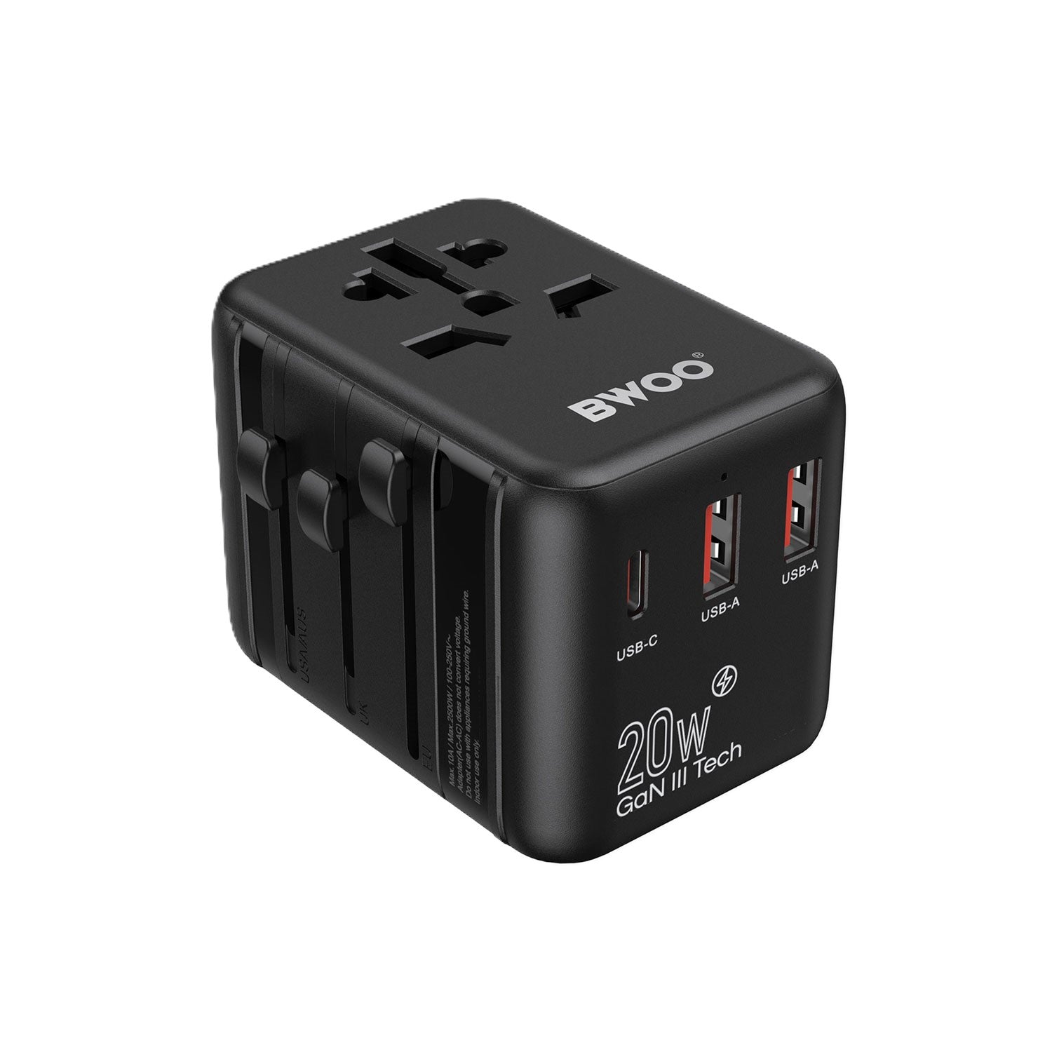 Bwoo International Multi Plug Travel Adapter GaN PD 20W 3 in 1