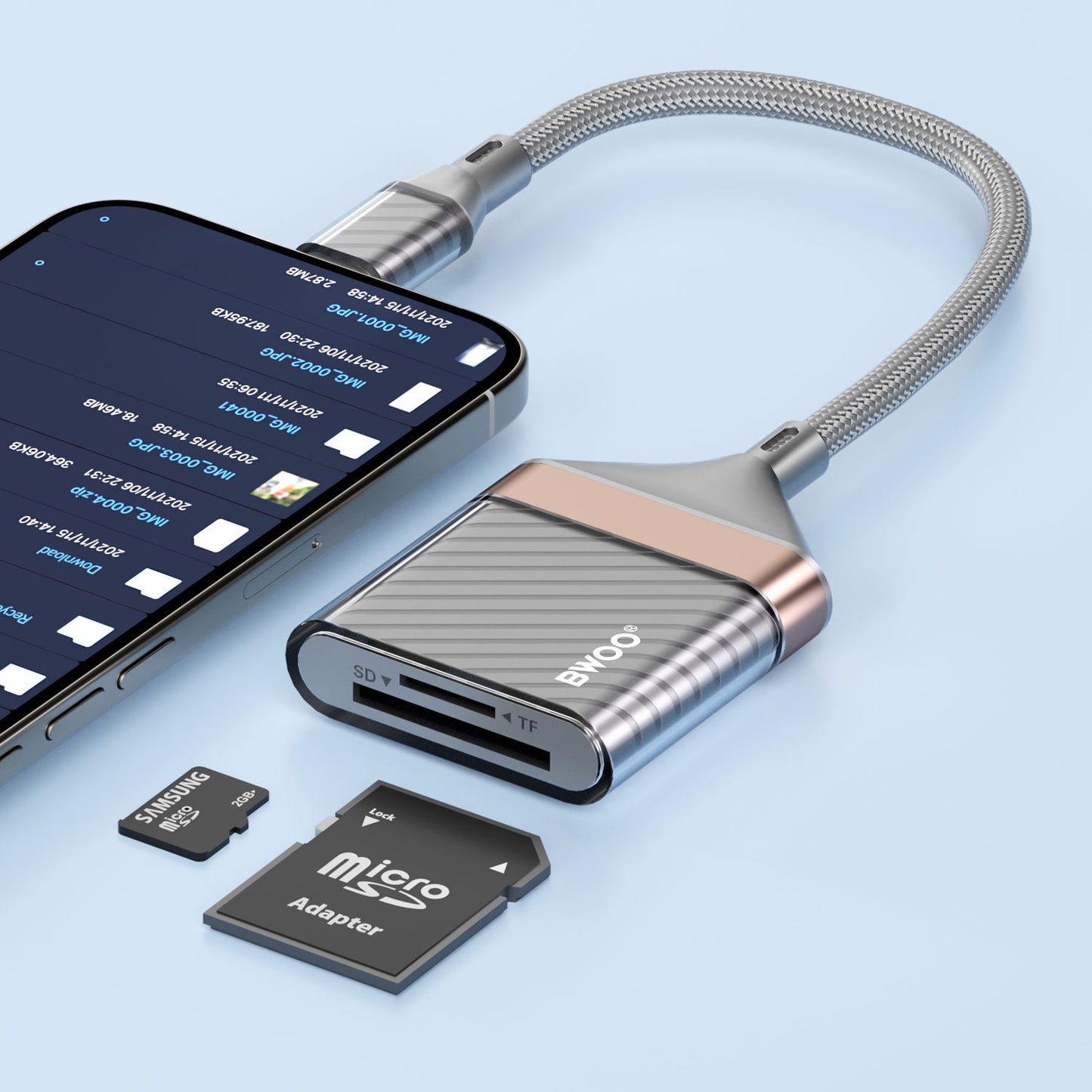 Bwoo 2 In 1 Card Reader - Lightning To SD/TF Cable