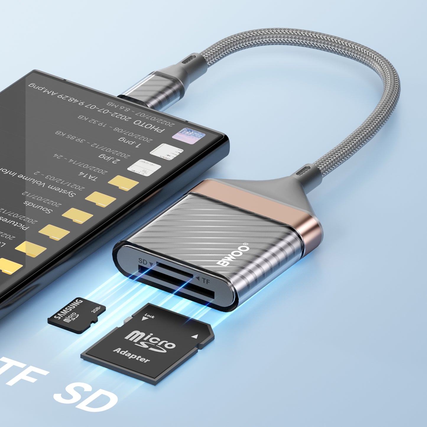 Bwoo 2 In 1 Card Reader - USB-C To SD/TF Cable