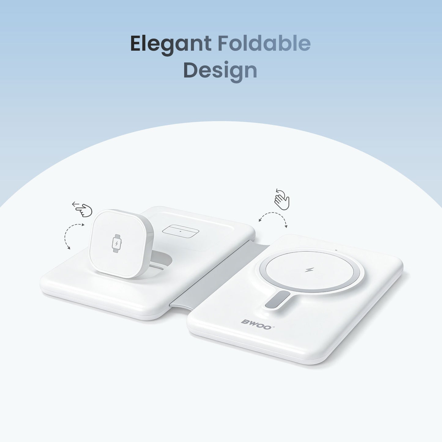 Bwoo 3 In 1 Wireless Charging Station With Foldable Design - White