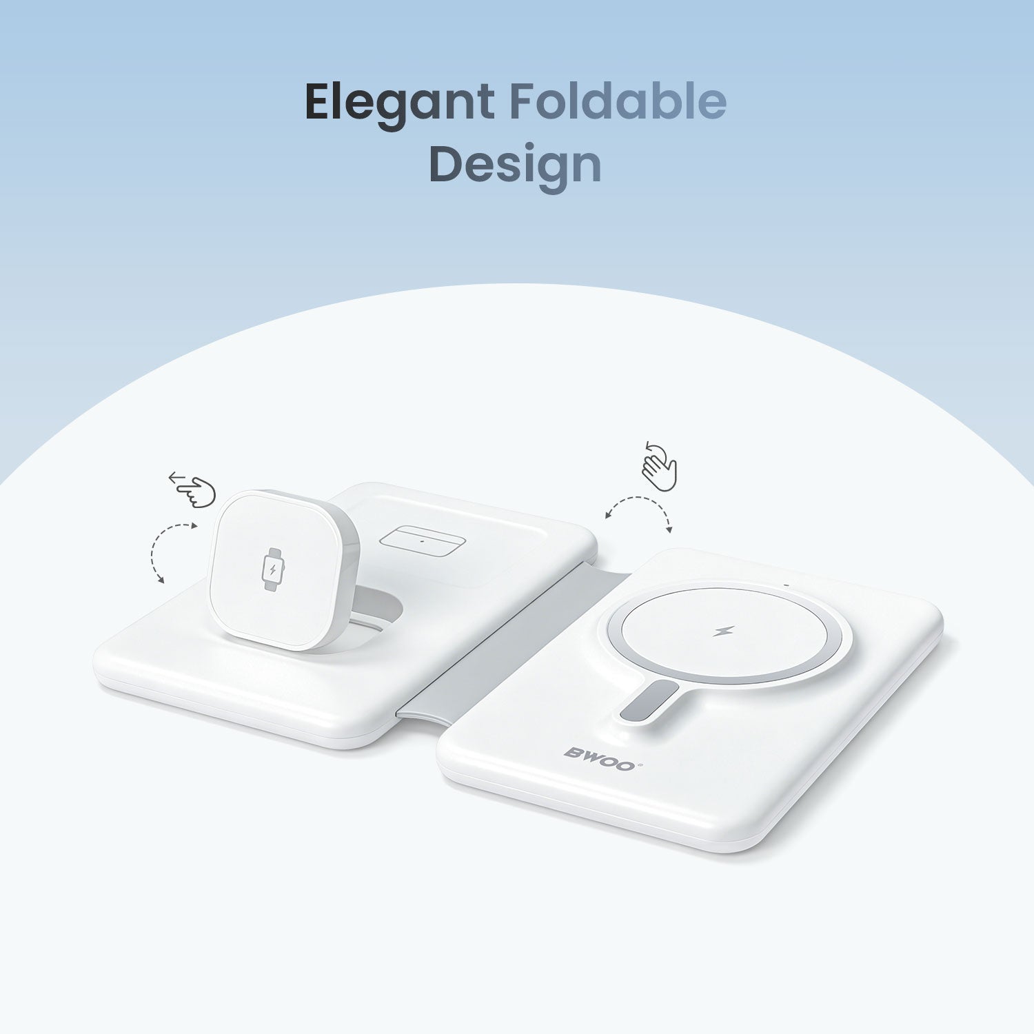 Bwoo 3 In 1 Wireless Charging Station With Foldable Design - White