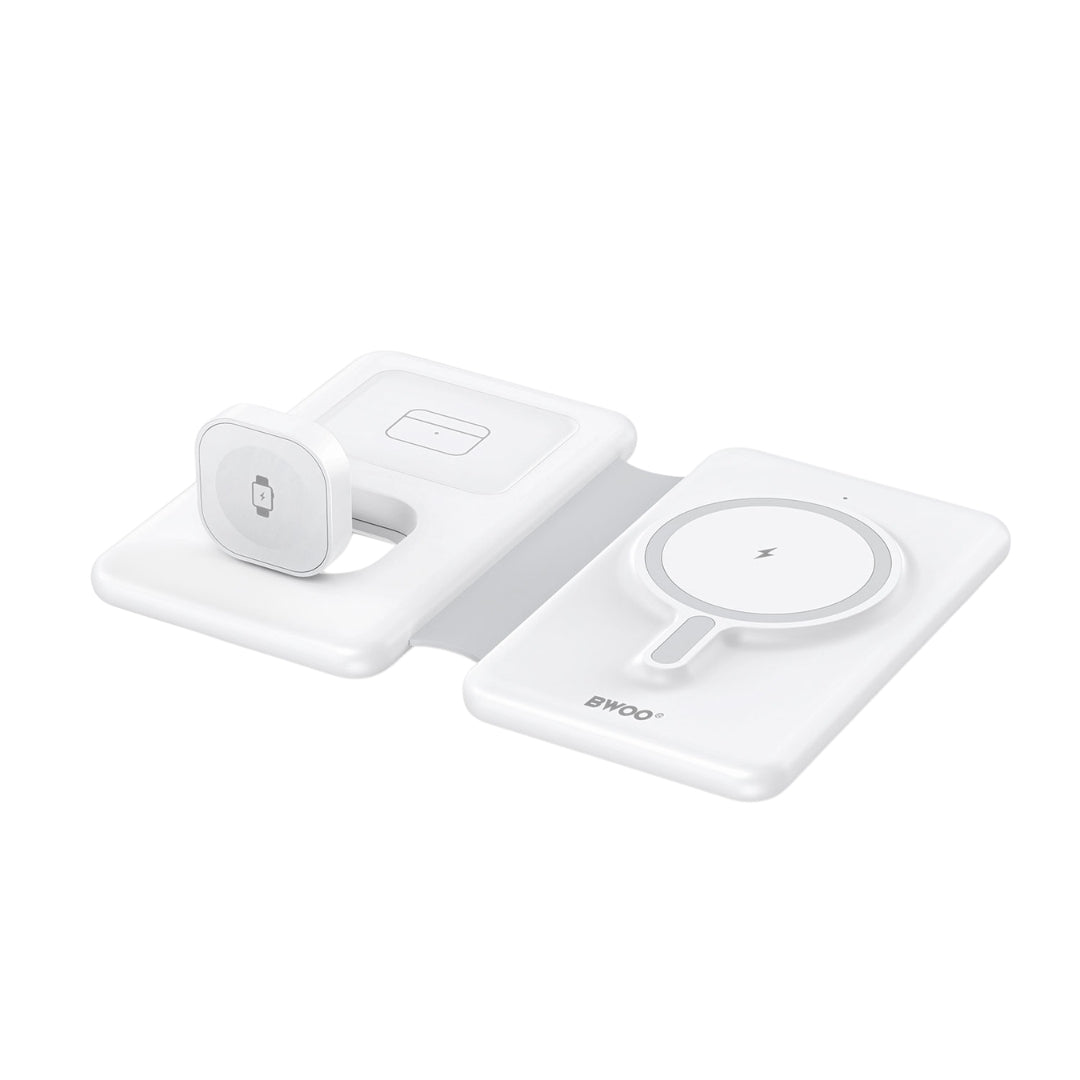 Bwoo 3 In 1 Wireless Charging Station With Foldable Design - White