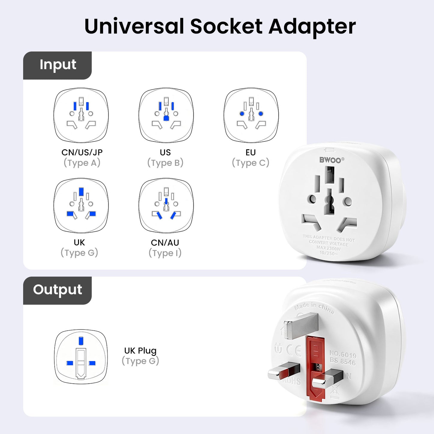 Bwoo UK Universal Travel Adapter