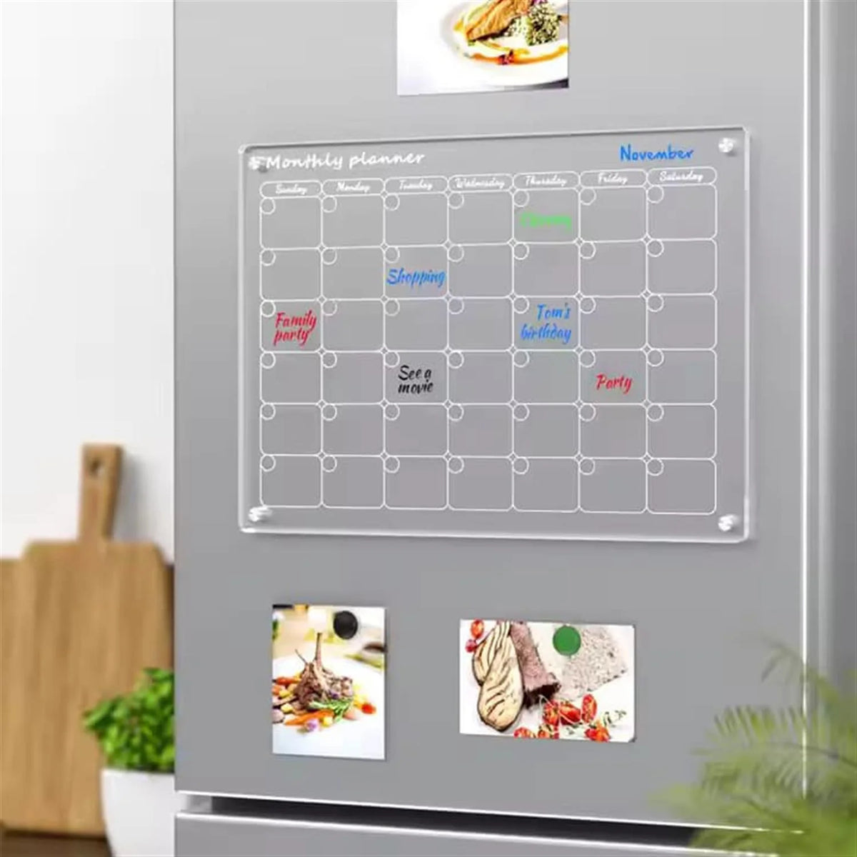 Foska Glass Dry Erase MONTHLY Planner - 30 x 40 x 0.3cm
