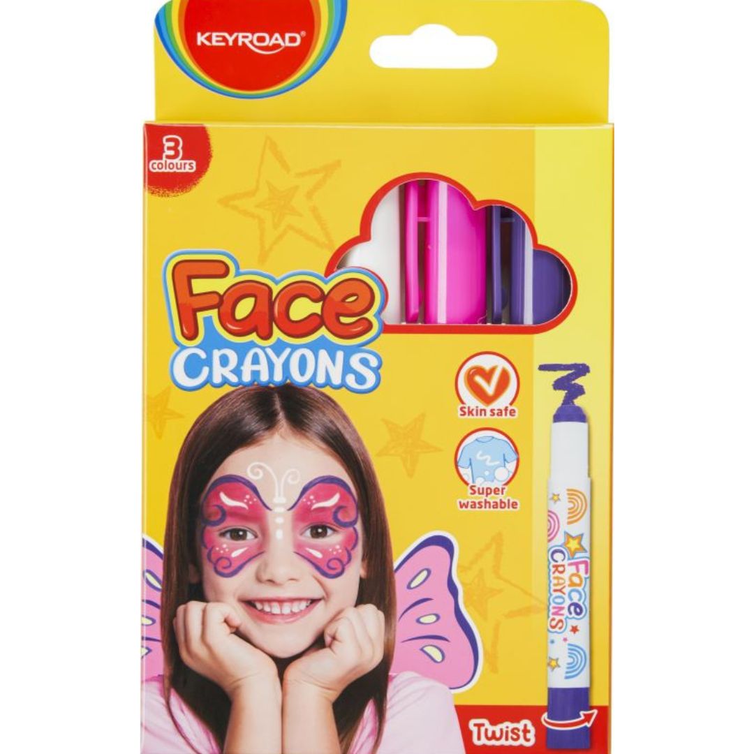 Keyroad Face Crayons A Pack Of 3pcs - White / Pink / Purple