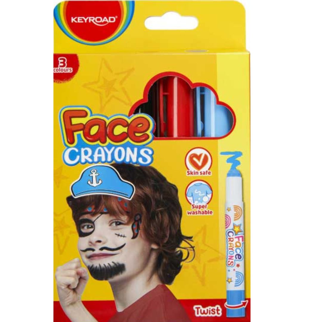 Keyroad Face Crayons A Pack Of 3pcs - Black / Red / Blue