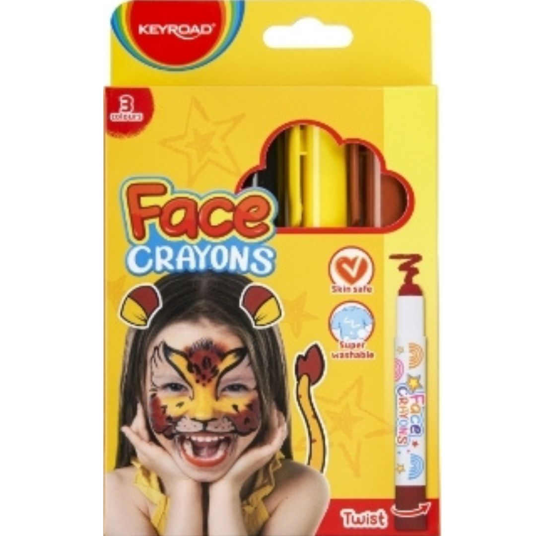 Keyroad Face Crayons A Pack Of 3pcs - Black / Yellow / Brown