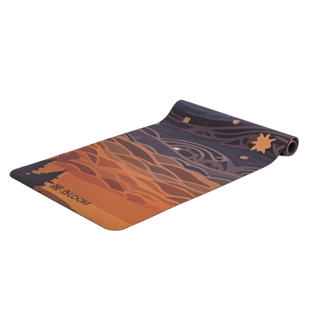 Bloom Printed Cork Yoga Mat 183 x 61 x 0.3.cm - Blue