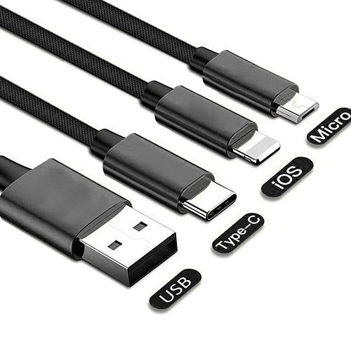 Phone Planet Braided 3 In 1 Cable Charge & Data Sync Cable 1.2m