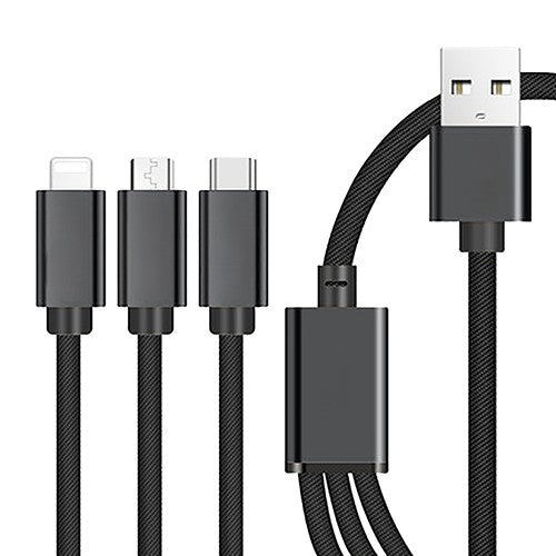 Phone Planet Braided 3 In 1 Cable Charge & Data Sync Cable 1.2m